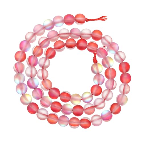 uxcell Matte Crystal Glass Beads 6mm Synthetic Frosted Shining Semi-Precious Round Loose Beads Synthetic Moonstone for Jewelry Making DIY Bracelet, Red - color: Red, size: 6mm