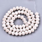 10 Strands Briolette Faceted Rondelle Glass Beads 6x5mm Opaque Glass Pearl Luster Plated Tiny Loose Beads 870pcs for Bracelets Jewelry Making - color: Misty Rose, size: 6x5mm