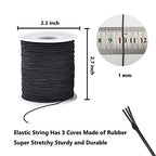 Elastic Cord for Bracelets, 1 mm 330 Feet Durable Bracelet String, Stretch Elastic String for Jewelry Making, Necklaces and Beading - size: Black
