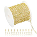 Crisjanggo 16 Feet Jewelry Making Chains 14K Gold Plated Brass Lip Chains for Women DIY Jewelry Making Supplies with Lobster Clasps and Jump Rings - color: Lip Gold