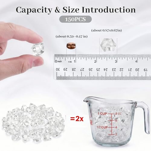 DomeStar Fake Ice, 150PCS Fake Diamonds, Plastic Diamonds Acrylic Rocks Vase Fillers for Centerpieces Wedding Party Table Scatter Food Display - color: 150 Clear