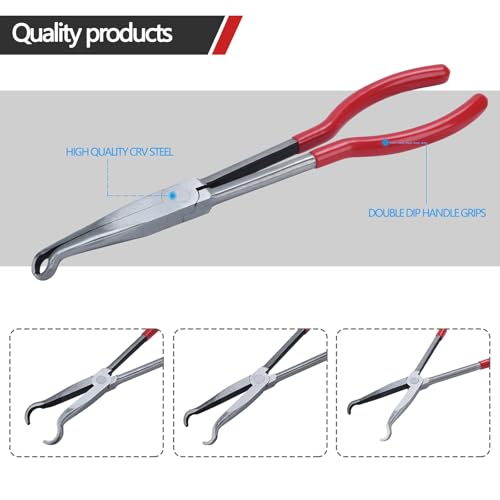 3 Pieces 11'' Long Nose Pliers Set, Cricle Plier O-shape Tip Craft Repairing Tool(0.2/0.5/0.7in) - size: 3 Pcs Cricle Plier-Red