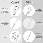 Necklace Extender White Gold Plated Brass Chain Extenders Extension for Necklace Bracelet Anklet（1 2 3 inch） - color: B-White Gold