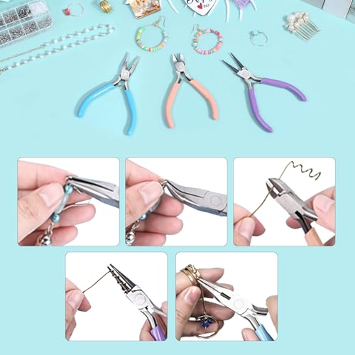 3-Piece Jewelry Pliers Set - Needle Nose, Round Nose & Wire Cutters for Jewelry Making, Wire Crafting & Repair | Professional DIY Tools for Metalwork, Earrings & Bracelets - style: 3-pcs