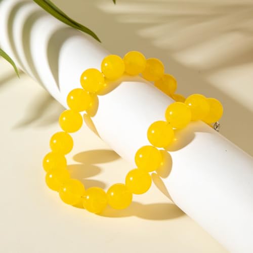 Chunky Acrylic Resin Beaded Necklace for Women Colorful Large Round Choker Adjustable Stack Acrylic Beads Necklace Resin Summer Party Jewelry - style: Yellow