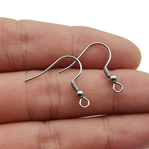 200pcs Stainless Steel Ball and Coil Earring Hooks Findings Ear Wires Fish Hook Earrings Hoops Ear Wire for DIY Jewelry Making (10169)