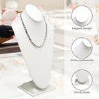 Novel Box White Leatherette Bust Stand Jewelry Necklace Display 8x5x15.5 Inches - Freestanding Travel Necklace Holder Stand - Necklace Mannequin Organizer Stands - Necklace Displays X-Large - color: White Leatherette, size: X-Large