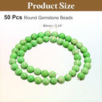 HARFINGTON 50pcs Natural Stone Beads 6mm Green Turquoise Round Gemstone Stone Loose Beading Real Genuine Smooth Balls Bead for Jewelry Making Bracelets Necklace Earrings DIY - color: Green Turquoise, size: 6mm