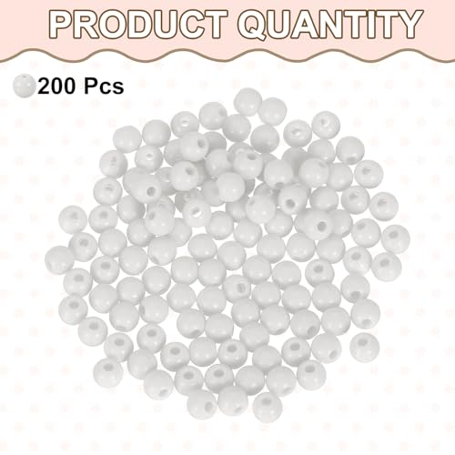 HARFINGTON 200pcs White Acrylic Round Beads 6mm Dia 1.9mm Hole Plastic Resin Smooth Balls Loose Bead for Jewelry Making Bracelets Necklace Earrings DIY - color: White, size: 6mm