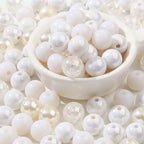 12mm White Acrylic Beads 300pcs Focal Spacer Bead Chunk Bubblegum Beads for DIY Crafting Necklace Bracelet Jewelry Making Keychain (White) - color: white