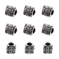 Cheriswelry 10pcs Triangular Prism 304 Stainless Steel European Large Hole Beads with Cross Antique Silver Metal Loose Spacer Beads 11x11mm for DIY Earring Bracelet Necklace Jewelry Making - color: Triangular