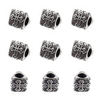 Cheriswelry 10pcs Triangular Prism 304 Stainless Steel European Large Hole Beads with Cross Antique Silver Metal Loose Spacer Beads 11x11mm for DIY Earring Bracelet Necklace Jewelry Making - color: Triangular