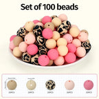 100 Pcs 15mm Silicone Beads for Keychain Making, Pink Gream Silicone Beads Bulk Round for Bracelets Pens Crafts Jewelry Making (Pink Gream) - color: Pink Gream