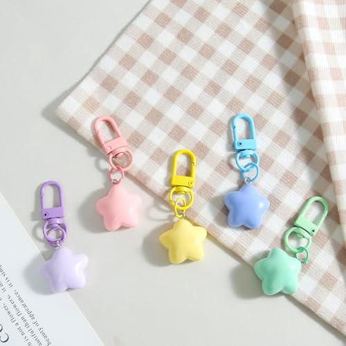 20PCS Chubby Star Keychain Pendant Mixed Colors 2.4cm/0.94in Cute and Versatile Bag Accessory Jewelry Making Charm Party Gift Set Couple or Bestie Gift