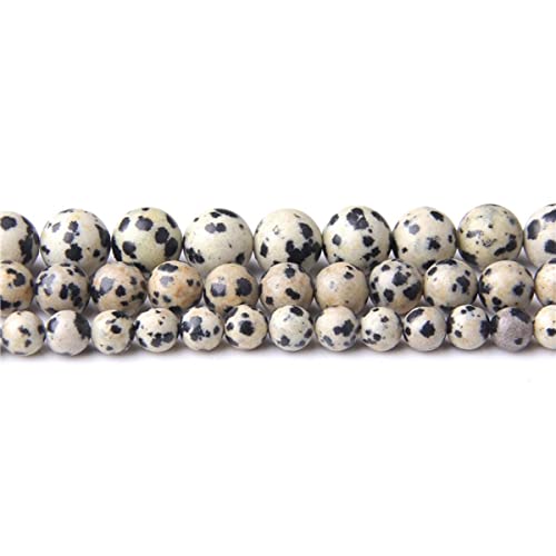 Natural Stone 6mm Dalmatian Smooth Round Loose Beads Energy Gemstone DIY for Jewelry Making Bracelet Necklace 1 Strand 15" - color: Dalmatian, size: 6mm