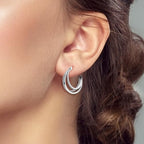 LAZA 925 Sterling Silver Hoop Earrings for Women, Sterling Silver Butterfly Hoops Colorful Flowers Hoop Huggie Earrings Hypoallergenic Jewelry Gifts for Women - color: Three-Layer Circles Earring