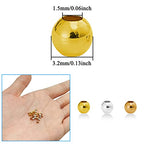 1800Pcs Metal Spacer Beads for Jewelry Making - 3.2mm Metallic Plated Round, Seamless Loose Connector Beads for Earring, Necklace, Bracelet (Gold, Silver, K Gold) - color: 3.2mm, Gold Silver K Gold
