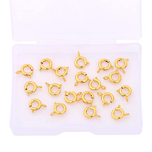 BEADIA 18K Gold Plated Spring Clasps Non Tarnish 7mm 20pcs for Jewelry Making Findings - color: Spring Clasps Gold, size: 7mm