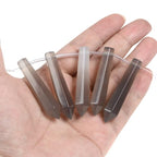 50mm Natural Grey Agate Hexagonal Wand Jewelry Making Crystal Pointed Chakra Reiki Healing Beads 2mm Hole Drilled(Pack of 5) - color: Grey Agate