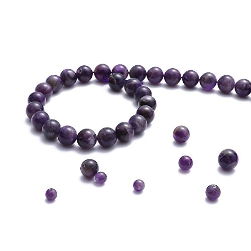 BEADIA Natural Amethyst Crystal Stone Round Loose Semi Gemstone Beads for Jewelry Making 12MM 32PCS - color: Amethyst, size: 12mm