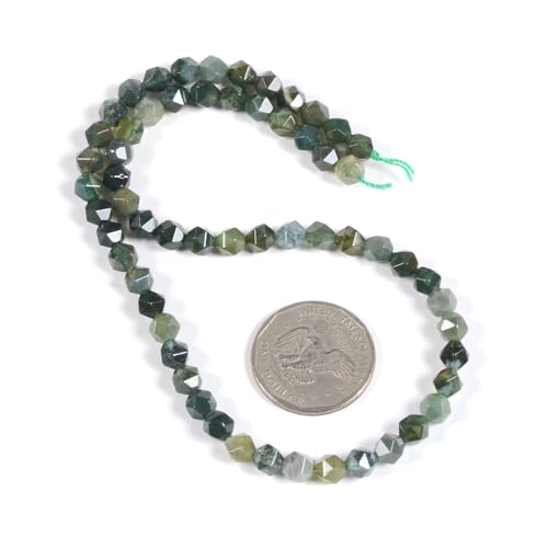 Moss Agate 6mm Gemstone Triangle Faceted Round Loose Beads Strand 15.5" DIY Jewelry Making - color: Moss Agate