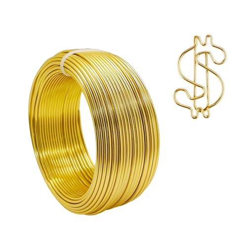 12 Gauge Aluminum Craft Wire, 2mm×30Yards Bendable Metal Craft Wire for Bonsai Plant Stand, Doll Skeletons, Wire Sculpture, Jewelry Making and Home Decorations (Golden) - color: Golden