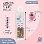 Miyuki Delica Seed Beads – Size 11/0 (1.6 mm), DB2524, Gold Plate Champagne-Lined, 7.2 g, Approx. 1440 Beads, Made in Japan - color: DB2524 - Gold Plate Champagne-Lined