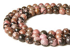 60pcs 6mm Pink Black Rhodochrosite Beads Natural Gemstone Beads Round Loose Beads for Jewelry Making - color: Pink Black Rhodochrosite, size: 6mm