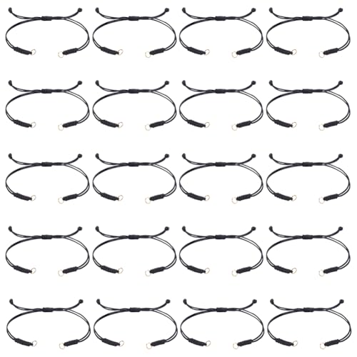 UNICRAFTALE 20Pcs Waxed Polyester Cord Bracelets Friendship Bracelet 27cm Semi Finished Bracelet Black Adjustable Cord Bracelets Knot Rope Handmade Chains Braid String Bracelets for Jewelry Making - size: 27cm