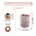 PH PandaHall 1350pcs 3mm Spacer Beads, Smooth Tiny Spacers Metal Iron Round Ball Loose Beads Gold Plated Seed Beads for Summer Hawaii Stackable Earring Necklace Bracelet Jewelry Making 5 Color