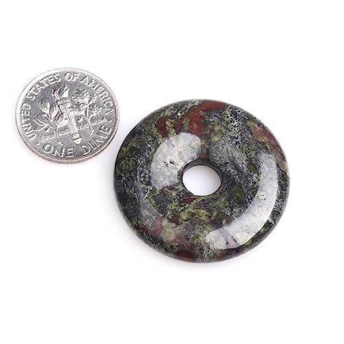 JOE FOREMAN 30mm Blood Stone Jasper Natural Gemstone Ring Circle Donuts Pendant Charms Beads for Jewelry Making 1Pcs - color: Blood Stone, size: 30mm