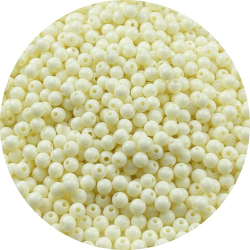 700pcs Acrylic Round Beads for Crafts 6mm Resin Candy Color Spacer Beads with Hole for Jewelry Making Sewing Crafts Decoration Necklaces Bracelets Earrings Supplies(Cream) - color: Cream, size: 6mm