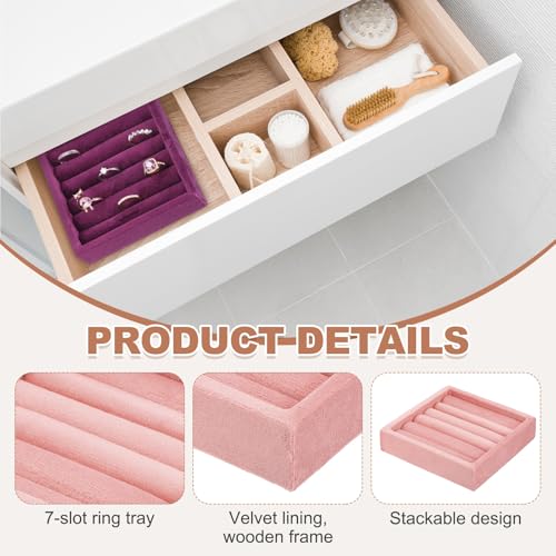 uxcell Stackable Jewelry Storage Tray, Jewelry Tray Drawer Organizer, Small Display Box for Earrings, Necklaces, Rings and Bracelets, Light Pink - color: Light Pink