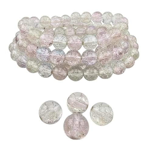 DandS ltd Crackle Lampwork Glass Beads for Jewelry Making, White Quartz, Vibrant DIY Bracelets, Necklaces, Beading Supplies & Craft Kits for Handmade Jewelry, 80pcs 0.39 inch (10mm), #J270-10 - color: White Quartz