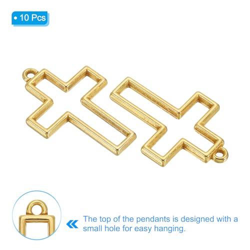 PATIKIL Alloy Open Back Bezel Pendants, Cross Shape Hollow Resin Pendant Frame for DIY Crafts Earrings Necklace Bracelet Making - color: Gold Tone