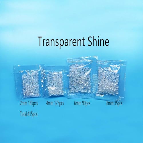 415pcs Rondelle Crystal Glass Beads 2mm 4mm 6mm 8mm Mixed Sizes, Faceted Briolette Spacer Czech Seed Loose Beads for DIY Jewelry Making (Transparent Shine) - color: Transparent Shine