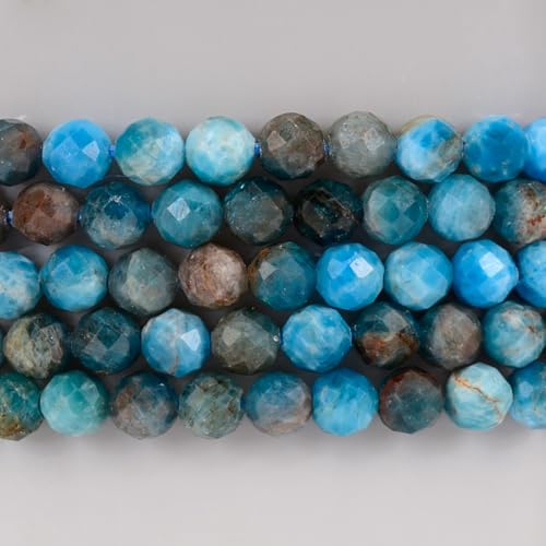 Angelstones Natural Gemstone Small Beaded Stretch Bracelet, 4mm Faceted Round Beads, Crystal Healing Bracelet for Women - color: Blue Apatite