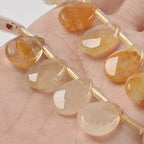 Natural Yellow Phantom Quartz Faceted Teardrop Healing Gemstone Loose Beads for Jewelry Making Strand 15 Inch - color: Yellow Phantom Quartz