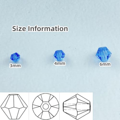 400pcs Bicone Crystal Beads 4mm Crystal Glass Faceted Beads for Necklace Bracelet Earrings DIY Jewelry Crafts Making Supplies(Light Blue) - color: Light Blue, size: 4mm