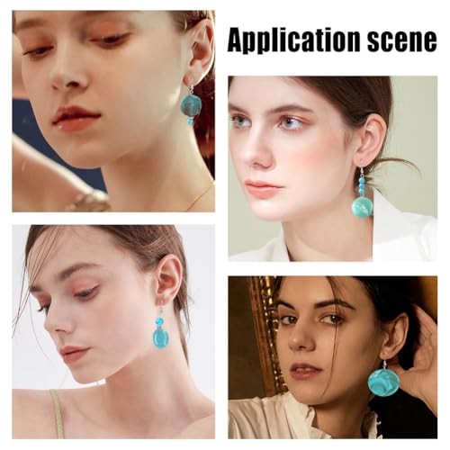 SUNNYCLUE 1 Box DIY 8 Pairs Acrylic Bead Drop Earrings Making Kits Flat Round Oval Rectangle Square Acrylic Beads & Synthetical Turquoise Beads & Earring Hooks for Beginner