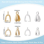 Beebeecraft 40Pcs 4 Style Pinch Bails for Pendants 18K Gold & Sterling Silver Plated Snap on Bails Dangle Charms Clasps Pendant Connector with Hole for Jewelry Making - color: Golden & Silver