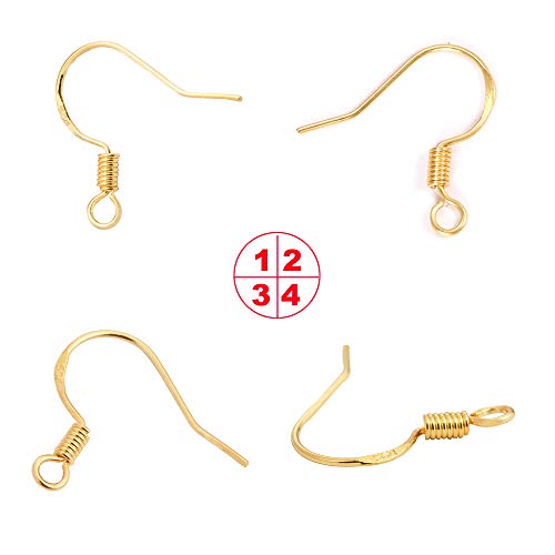 Earring Hooks - 120 PCS/60 Pairs Gold plated copper Hypoallergenic Ear Wires Fish Hooks for Jewelry Making, Jewelry Findings Parts with 120 PCS Rubber Earring Backs Stopper for DIY Earrings - color: Regular 18K Gold 2