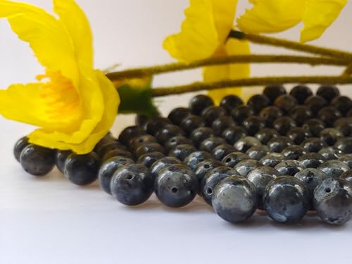 Stone Beads 6mm 140pcs Black Larvikite Beads Round Loose Gemstones Beads for Bracelet Necklace Jewelry Making (6mm, 60605 Black Larvikite) - color: Black Larvikite Beads, size: 6mm