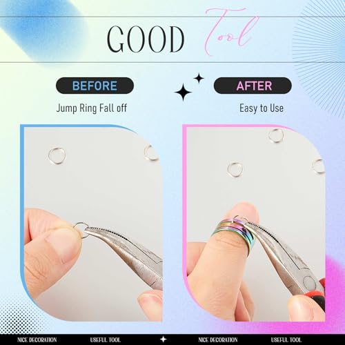 Hicarer 2 Pieces Jump Ring Opening Tools Opening Stainless Steel Jump Split Ring Opener Circle Tool for Jewelry Makers Craft Projects Supplies(Dazzling Color) - color: Dazzling Color