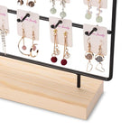 Earring Display Stands for Selling 3 Tier 15 Hooks Jewelry Display Wooden Base Earring Holder Organizer Display Stand for Necklaces Rings Bracelets Keychains (Black)