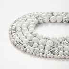 100Pcs Natural Stone Beads 6mm White Howlite Round Gemstone Loose Beads with Elastic Bracelet String for Bracelets Necklace Jewelry Making - color: White Howlite, size: 6mm
