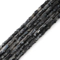 5x12mm Natural Black Labradorite Stone Bamboo Shape Gem Healing Energy Loose Spacer Beads for DIY Necklace Bracelet Earring - color: Black Labradorite