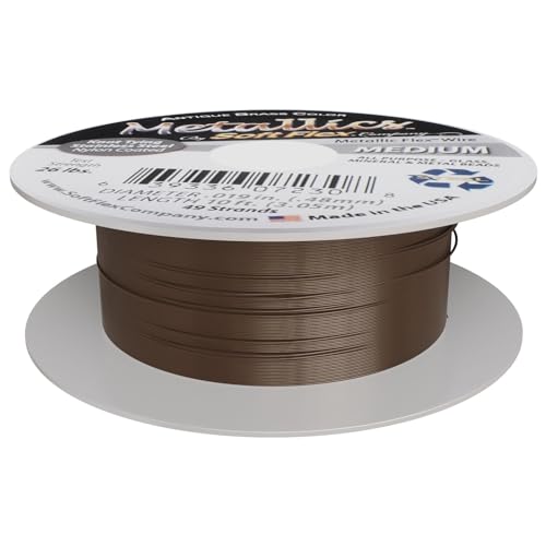 Soft Flex 49 Strand Beading Wire - Medium 0.19 Diameter - 10 Feet Nylon Design Wire - style: Antique Brass