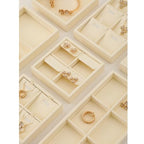 Dark Blue Jewelry Display Tray Ring Necklace Earring Bangle Organizer Multifunctional Storage Case for Jewelry Showcase (Small 4 Grids Earrings Tray(beige)) - color: 19-Earring Tray