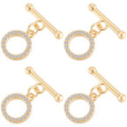 Beebeecraft 10 Sets Small 18K Gold Plated Toggle Clasp Cubic Zirconia OT T-bar Closure Connector End Clasp for Bracelet Necklace Jewelry Making DIY Findings